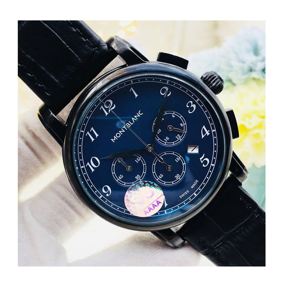 몽블랑 스타 레거시 크로노그래프 블루블랙&블랙레더 42mm 박서준시계