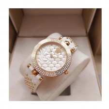 베르사체 스터드 장식 메두사 손목시계 화이트 36mm