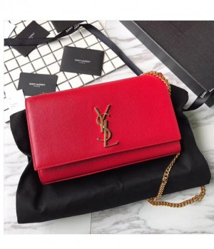 세인트로랑 small kate grained leather crossbody bag RED