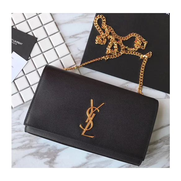세인트로랑 small kate grained leather crossbody bag BLACK