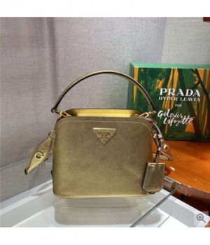 Prada 프라다 2021 여성용 레더 미니 토트 숄더백,21cm,PRAB0328,골드