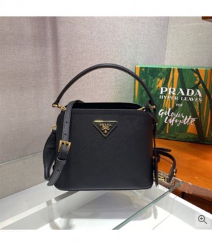 Prada 프라다 2021 여성용 레더 미니 토트 숄더백,21cm,PRAB0331,블랙