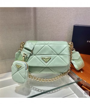 Prada 프라다 2021 여성용 레더 숄더백,21cm,PRAB0335,그린 3색