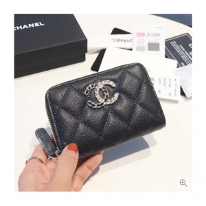 Chanel 샤넬 2021 여성용 레더 코인퍼스/카드퍼스,11.5cm,CHAW0104,블랙  11색